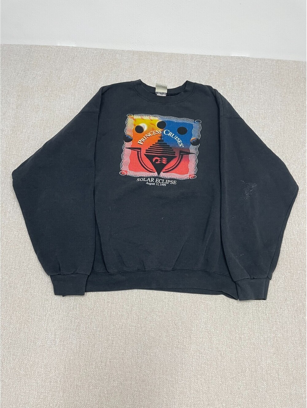 Vintage 90s Princess Cruises Solar Eclipse Sweatshirt Mens XL Black 1999